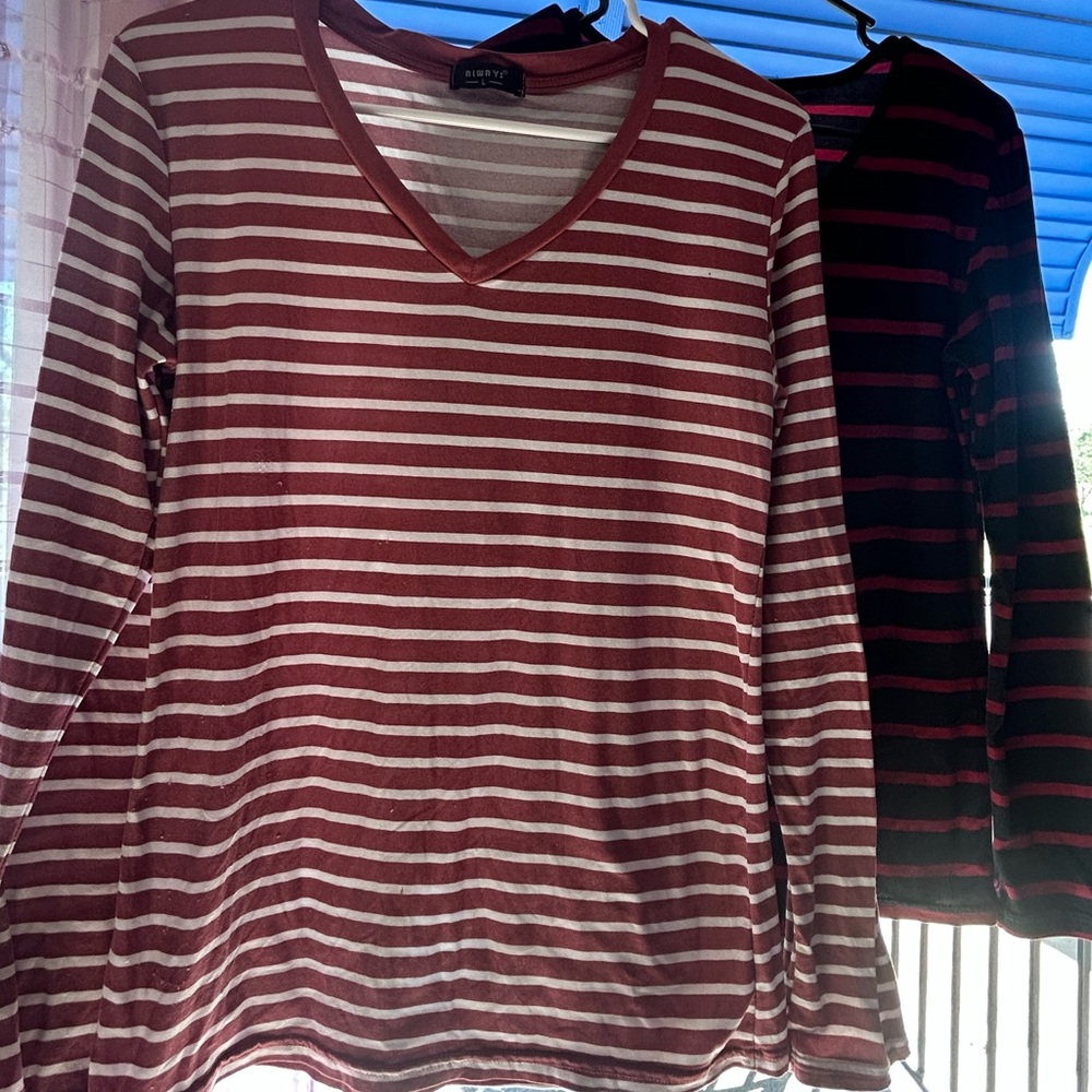 Always Red and White Striped Long Sleeve Tee